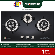 Faber Build-In Hob (76cm)3-Burner Gas Cooker Tempered Glass Hob FGH VITTO 3B/76BK