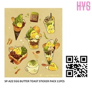 HEARYOUSHOP 11PCS CUTE EGG BUTTER TOAST STICKER PACK SP-A22 DIY DECORATION CRAFT SEAL LABEL STATIONE