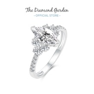 TDG 10K White Gold Lab-Grown Marquise Cut Diamond Cluster Ring