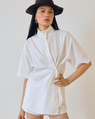AOP Archive - High-neck Wrap Shirt (มี2สี) เสื้อเชิ้ต คอปีน ใส่ได้หลายแบบ