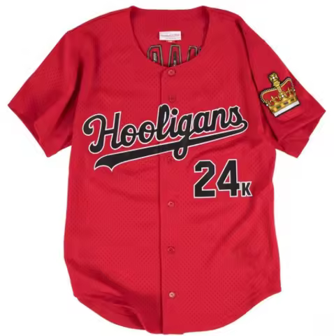 Man's Woman's Kid's 2023 Bruno Mars 24K Hooligans White Black Pinstriped Red White Black Embroidery 