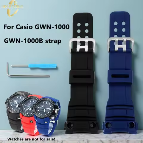 For Casio Watch 5371 GWN-1000/GWN-1000B Series Resin Silicone Strap Waterproof Sports Rubber Wristba