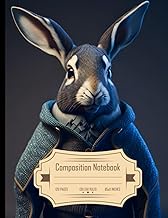Composition Notebook College Ruled: Rabbit with Sweater Print, Ideal for Teachers, 3D Render, Size 8