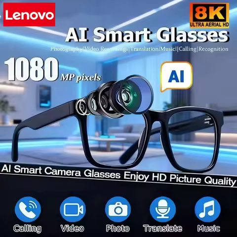 Lenovo 8K HD AI Smart Glasses Photochromic Multifunction Bluetooth Calling Voice Assistant Music Pla