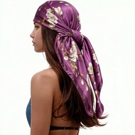 Elegant 90cm Satin Square Head Scarf Women Silk Like Scarf Head Wrap for Daily Outfit