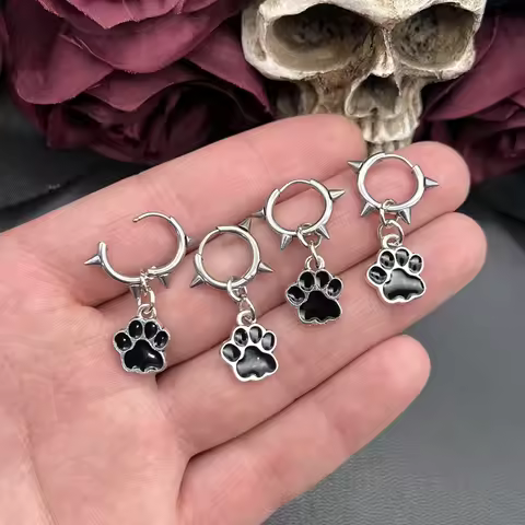 Goth Jewelry Beads Rivets Drop Earrings Grunge Rock Accessories Punk Earrings Women Cool Korean Fash