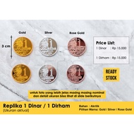 REPLIKA Replica 1 Dinar / 1 DIrham - Gold / Silver / Rose Gold Acrylic