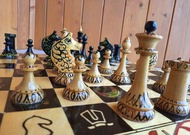 Queens Gambit 俄羅斯國際象棋套裝手繪 - 木製蘇聯國際象棋套裝復古