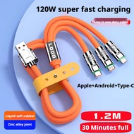 120W Data Cable Three-in-One Super Fast Charging Multifunctional Charging Cable