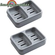LANFYGOODS 2 Pcs Bathroom Soap Dishes, Plastic Rectangle Soap Dish,  2 Divided Compartments 2 Colour