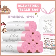 垃圾袋 Hello Kitty 15pcs/Roll 45*50 Rubbish Bag Big Household Cute Thickened Garbage Bag L With Drawstr