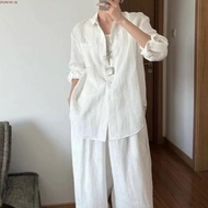 LAHSTORE women's loose long-sleeved linen shirt, youthful, multi-purpose basic design (Orange)