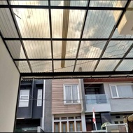 kanopi atap policarbonat bening, kanopy transparan garasi rumah