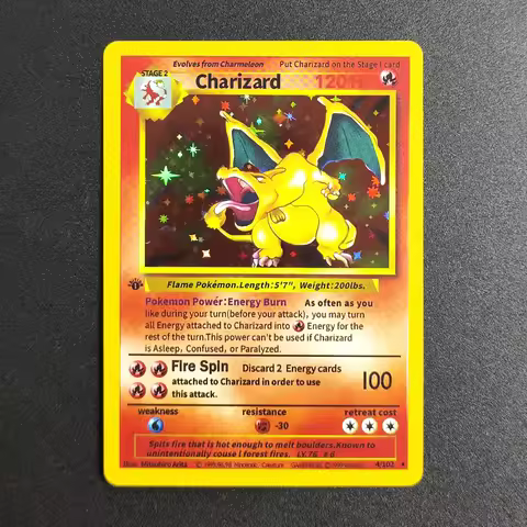 Proxy Pokemon Card EN Base Set 1st Edition-Charizard 4-102 Super Rare Collectibles Card Single Class