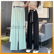Straight Cut Pants Women Wide Leg Palazo Slack High Waist Baggy Loose Casual Streetwear Ladies Black