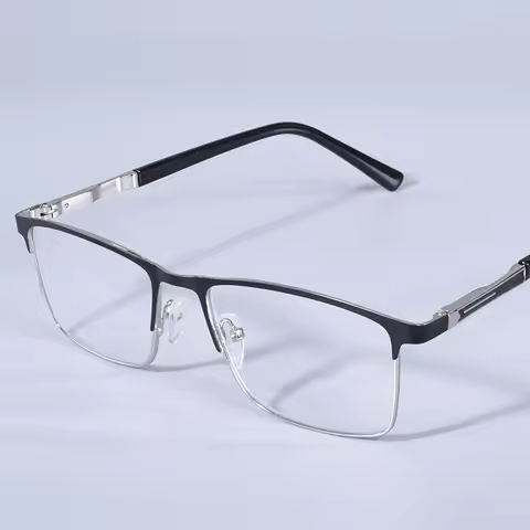 Fashion Large Frame Square Reading Glasses Double Color Prescription Eyeglasses For Men With Spring