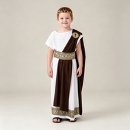Kids Greek God Toga Costume Boys Ancient Rome Robe Halloween Party Cosplay Outfit