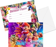 ZPLHBHX 16 Pack Mario 2023 Birthday Invitation Cards with Envelopes, Mario Birthday Party Supplies Birthday Decorations