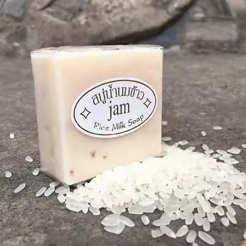 60g Thailand Jasmine Rice Hand Soap Vitamin Handmade Collagen Rice Milk Soap Bleaching Agents Soap S