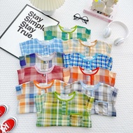 [Tol Mai Anh] Short-sleeved tol set Shorts striped fabric for babies