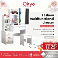 Dressing Table with Mirror Meja Solek Drawer Storage Desk Makeup Table Cosmetic Table Bedroom化妝桌