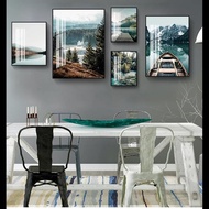 Poster Seni Dinding Landskap Scandinavia Moden - Cetakan Tasik Gunung & Bot untuk Dekorasi Rumah, Ga