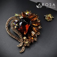 AROSA JEWELS Artistic Series Heart Love 2-in-1 set brooch pin kerongsang C9-02 (6.6cm x 5.2cm)