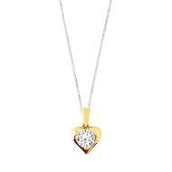 FAR EAST 9K/ 375 Yellow Gold Ladies/ Women Heart Shaped Round Cubic Zirconia Pendant