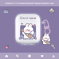 Cute Transparent Anti Drop Earphone Case Bluetooth Headset Case Including Pendant Suitable for i12