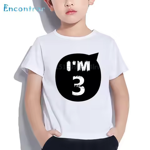 I'M 1-10 Years Number Print Kids T shirt Children Happy Birthday Present Clothes Boys/Girls Funny Ca
