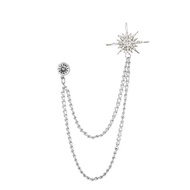 bros bintang Korea berlian imitasi kelas atas rantai rumbai korsase setelan jas lencana Pin kerah un