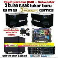 Paket Karaoke full set Karaoke BMB subwoofer 8 inch aktif Speaker garansi resmi 3 tahun