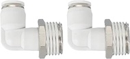 PATIKIL Push to Connect Connector 2pcs Pneumatic Air Angle Quick Connector 1/2" PT Male Thread x 8mm