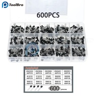 600pcs/Box 15 Kinds Transistor kit set TO-92 30-160V 50-1000mA NPN / PNP A1015 C1815 S8050 2N2222 2N