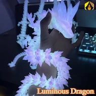 3D Printed Glow-in-the-Dark Crystal Dragon Decoration - Rotatable Articulated Dragon Statue New Year