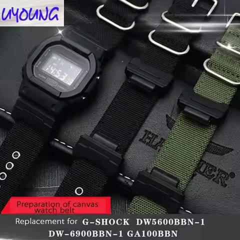 Classic black canvas watch FOR cso G-SHOCK DW-5600 DW6900 DW5035 Watch strap band 16mm