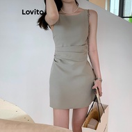 Casual Plain Pleated Dress for Women LNE40530 Gaun Lipit Polos Kasual untuk Wanita LNE40530