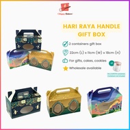 Hari Raya Gift Box With Handle For 2 Containers Botols Kotak Hadiah Raya Kukis Biskut Tart Nenas