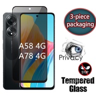 3 pieces packaging Private Tempered Glass For OPPO A58 4G OPPOA58 5G A78 nfc oppoa78 Anti-Spy Full C