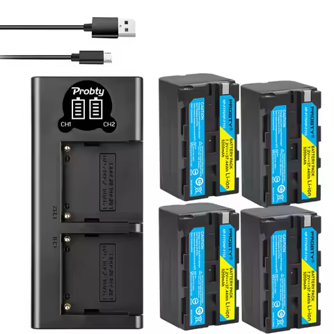 5200mAh NP-F770 NP-F750 NP F770 np f750 NPF770 750 Battery + LED USB Charger for Sony NP-F550 NP-F77