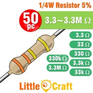 50pcs Resistor 0.25W 5% 3.3 - 3.3M Ohm