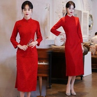 Chinese Bridal Toast Dress Cheongsam High-Engagement Wedding Dress Back to Door Spring Autumn Pregna