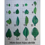 HIJAU Clear Beads Acrylic Leaf Beads Green Leaf Beads