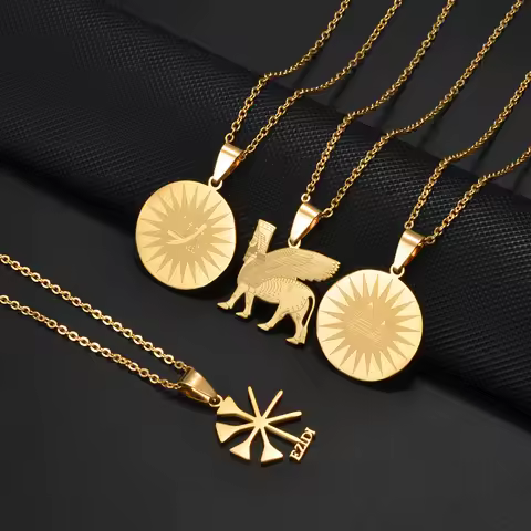 Anniyo (1Piece) Ashur Necklaces Lama,Lamma,Ezidi Winged Bull Lamassu Yezidi Lalish Yazidis Assyrian 