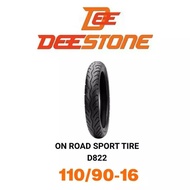 Deestone ยางนอกมอเตอร์ไซค์ 110/90-16 D822 Tubless ไม่ใช้ยางใน