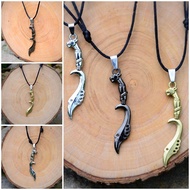 Kalung Pria Cowok Titanium Tali Korea Keren Liontin Bandul Kujang 3 Dimensi Warna Hitam Black