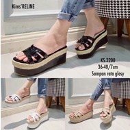 Ks 3200 wedges sampan 7cm / flat wedges height 7cm glossy material / women's wedges 7cm