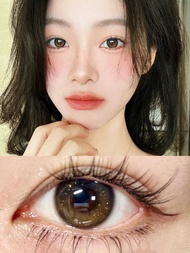 Mrs.H 2Pcs Brown Oolong Color soft Lenses Natural Big Eye Contact Lens With Power 0.00-8.00 Annual