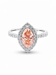 IGI-1.41克拉實驗室培育粉紅鑽石白金戒指