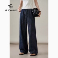 Cotton Linen Casual Pants Minimalist Wide-Leg Lazy Loose Feel Pants Elastic Waist Straight Quick-Dry